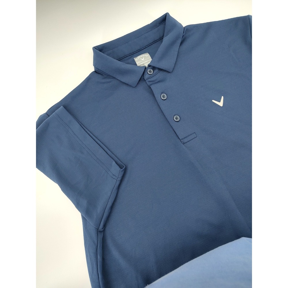 Callaway Opti-Dri Blue Textured Short Sleeve Golf Polo Shirt Mens Size XL